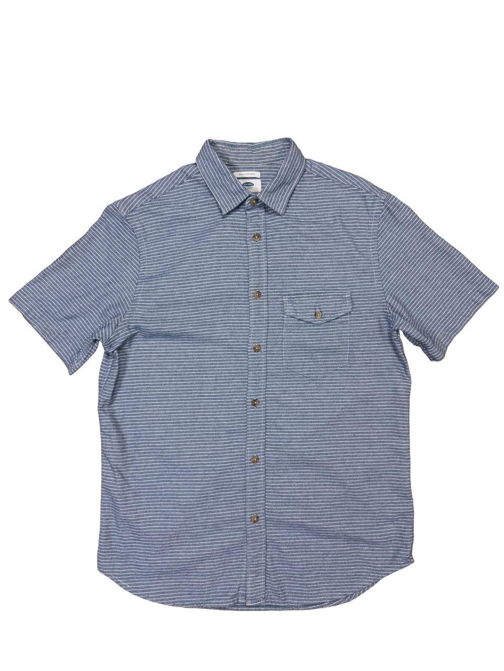 Old Navy Chambray Slim Fit Blue White Striped Short-Sleeve Button-Down Shirt S